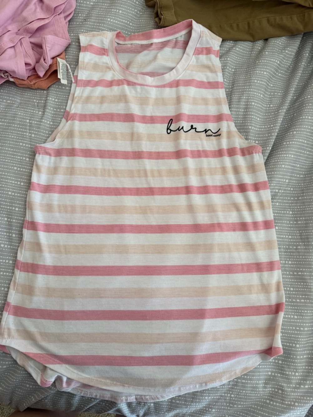 Burn Muscle Tee - Pink & Cream Striped Women's Tank